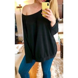 Silence + Noise Oversized Black Cotton Sweater